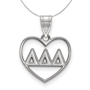 Sterling Silver Delta Delta Delta Heart Greek Necklace - 18 Inch